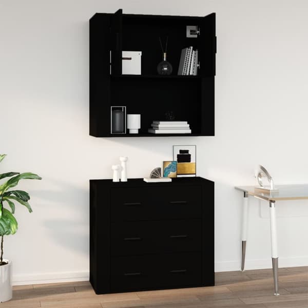 Tarjoilupöydät & senkit - Living Seinäkaappi musta 80x33x80 cm tekninen puu