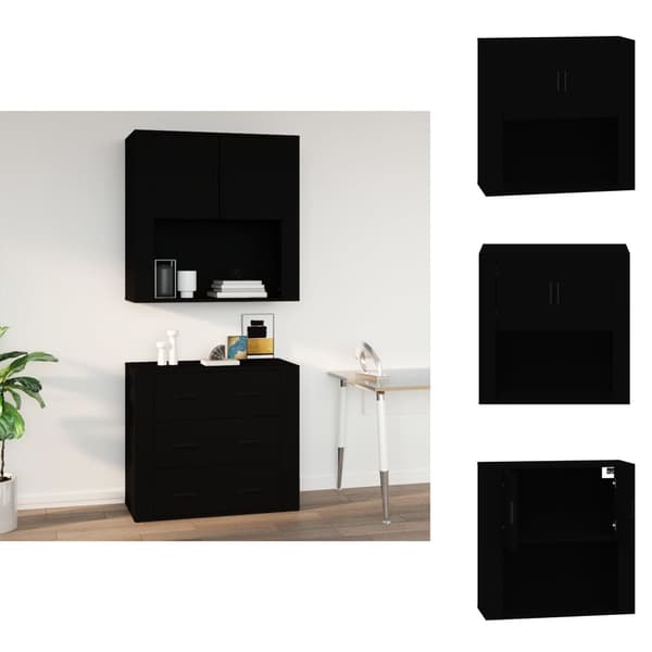 Skänkar & serveringsbord - Living Väggskåp svart 80x33x80 cm konstruerat trä