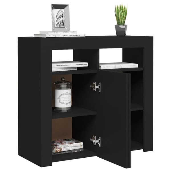 Skænke - Living skænk med LED-lys 80x35x75 cm sort