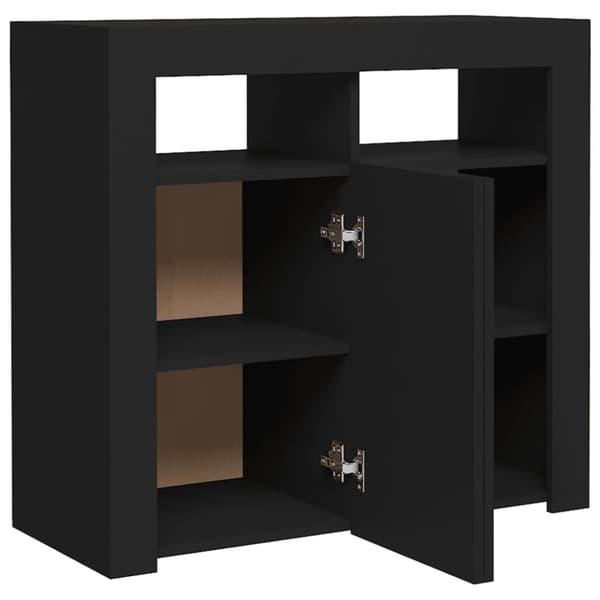Skænke - Living skænk med LED-lys 80x35x75 cm sort