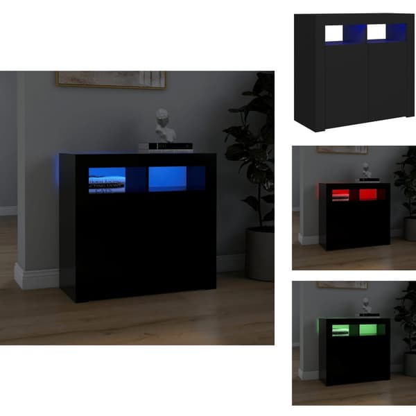 Skænke - Living skænk med LED-lys 80x35x75 cm sort