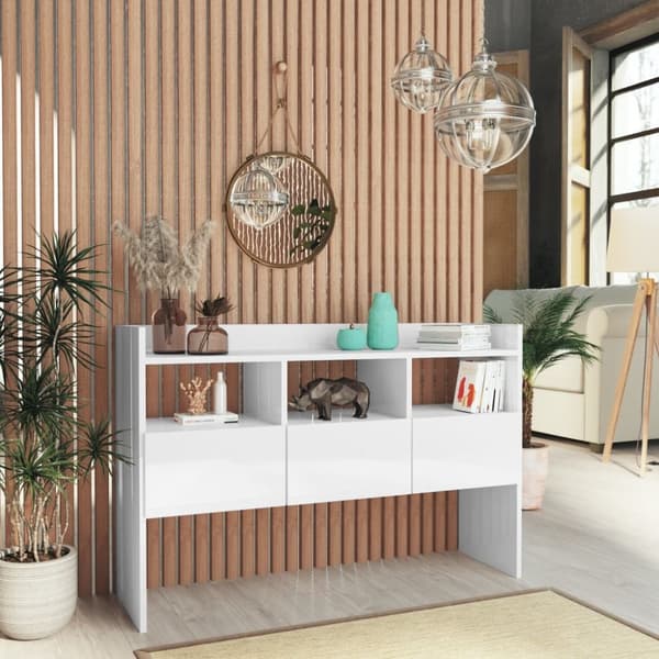 Skænke - Living skænk 105x30x70 cm konstrueret træ hvid højglans