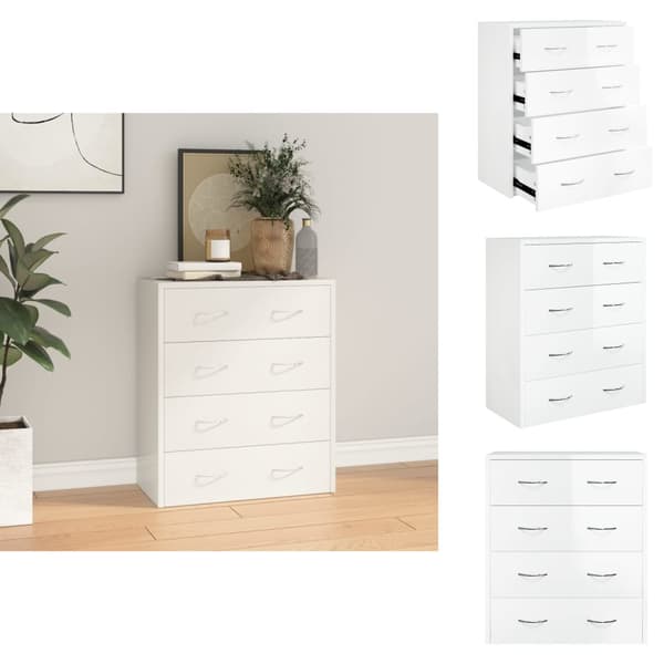 Skänkar & serveringsbord - Living Skänk med 4 lådor 60x30,5x71 cm vit högglans
