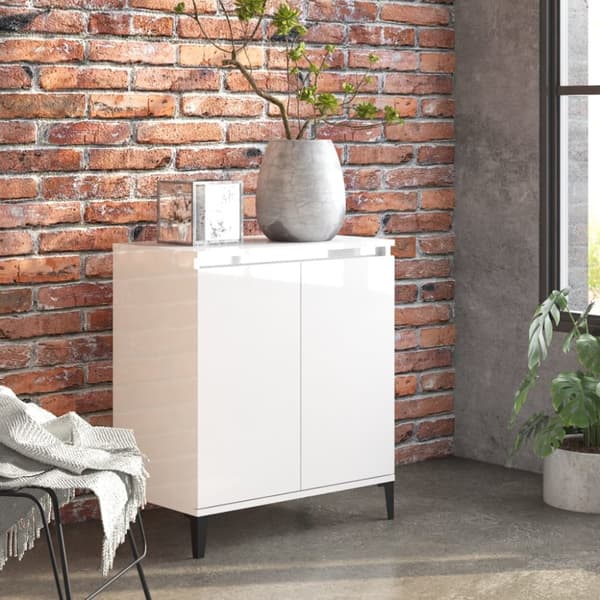 Skänkar & serveringsbord - Living Förvaringsskåp vit högglans 60x35x70 cm konstruerat trä