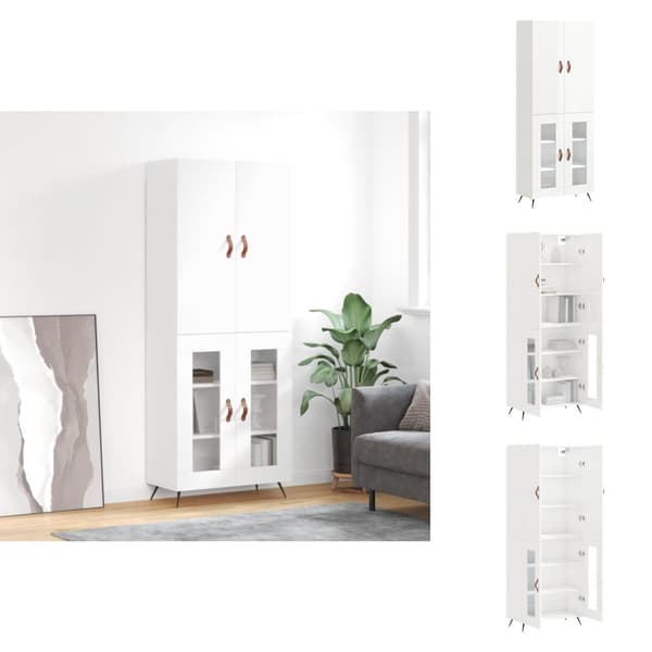 Skänkar & serveringsbord - Living Högskåp högglans vit 69,5x34x180 cm konstruerat trä