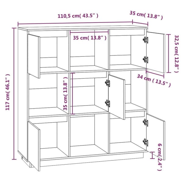 Tarjoilupöydät & senkit - Living Kaappi 110,5x35x117 cm täysi mänty