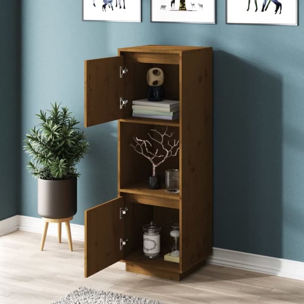 Tarjoilupöydät & senkit - Living Kaappi hunajanruskea 38x35x117 cm täysi mänty