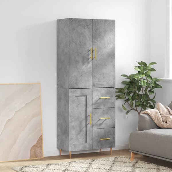 Skänkar & serveringsbord - Living Högskåp betonggrå 69,5x34x180 cm konstruerat trä