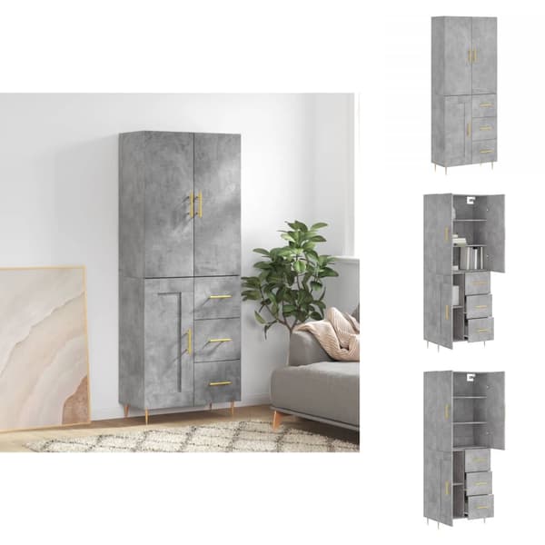 Skänkar & serveringsbord - Living Högskåp betonggrå 69,5x34x180 cm konstruerat trä