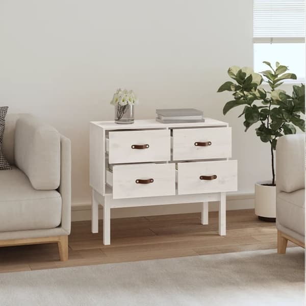 Skænke - Living konsolskab 90x40x78 cm massivt fyrretræ hvid