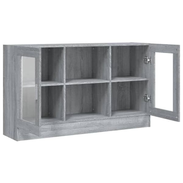 Skænke - Living vitrineskab 120x30,5x70 cm konstrueret træ grå sonoma-eg