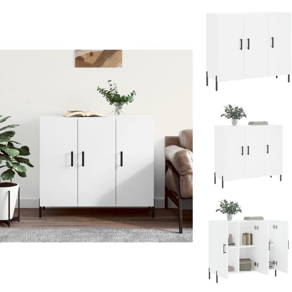 Skænke - Living skab 90x34x80 cm konstrueret træ hvid