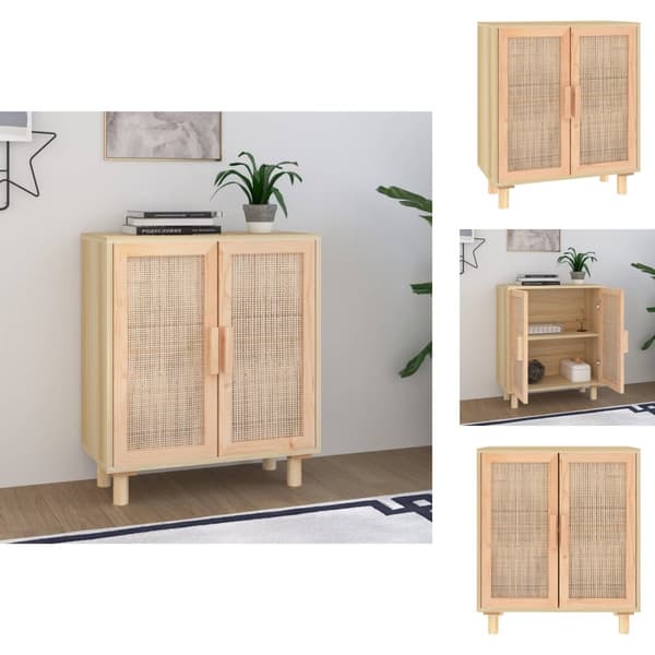 Tarjoilupöydät & senkit - Living Senkki ruskea 60x30x70 cm täysi mänty ja luonnonrottinki