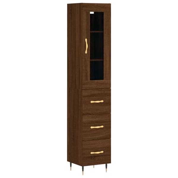 Skænke - Living skab 34,5x34x180 cm konstrueret træ brun egetræsfarve