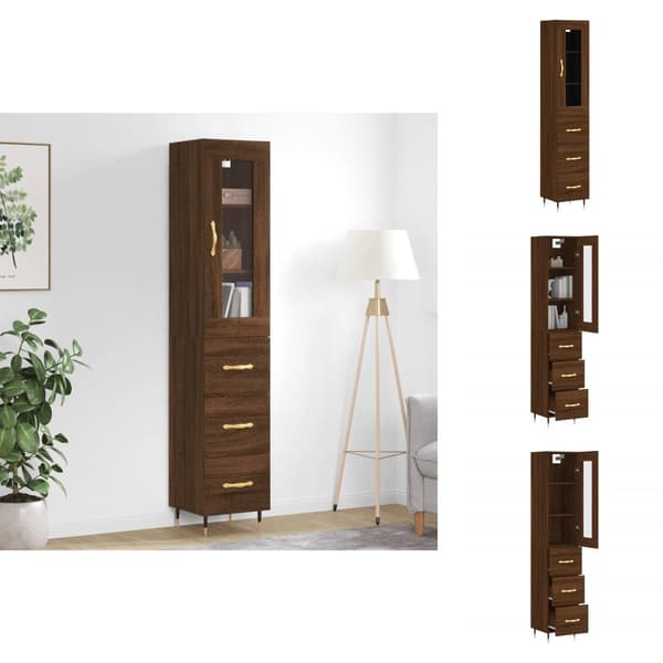 Skænke - Living skab 34,5x34x180 cm konstrueret træ brun egetræsfarve
