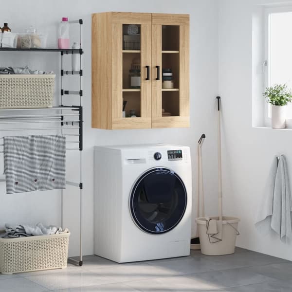 Skænke - Living væghængt skab 69,5x34x90 cm konstrueret træ sonoma-eg