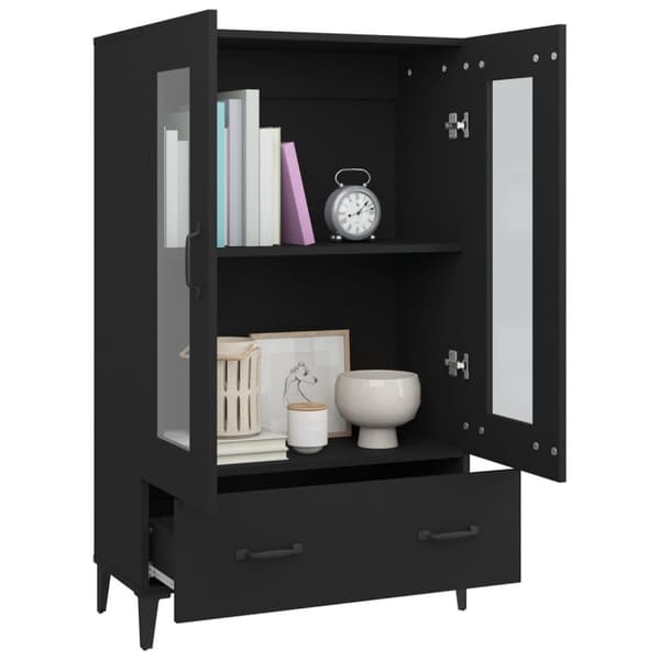 Skænke - Living skab 70x31x115 cm konstrueret træ sort