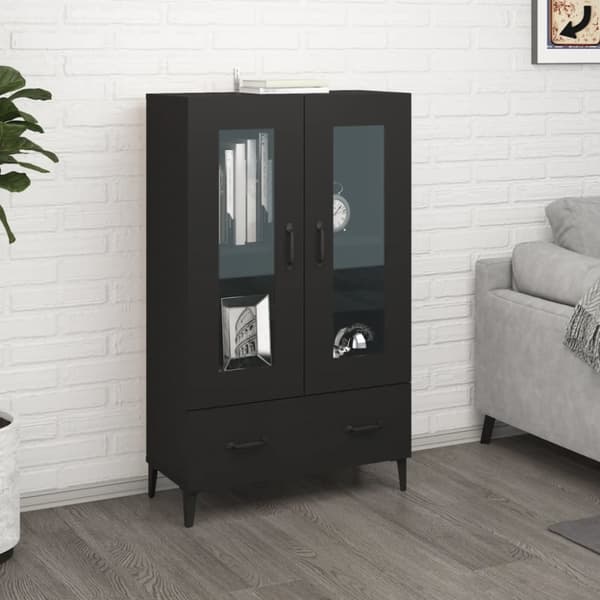 Skænke - Living skab 70x31x115 cm konstrueret træ sort