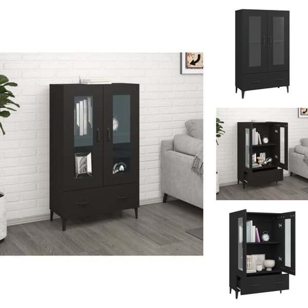 Skænke - Living skab 70x31x115 cm konstrueret træ sort