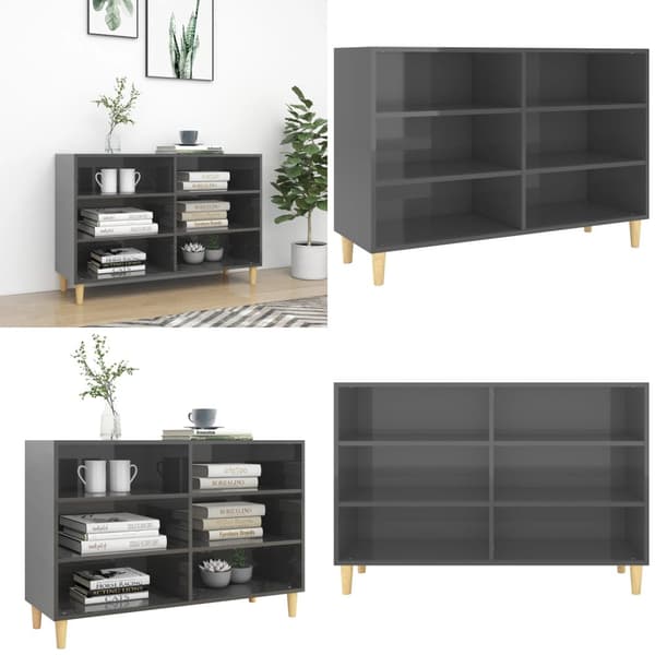 Skänk grå högglans 103,5x35x70 cm konstruerat trä - Skänk - Sidoskåp - Home & Living