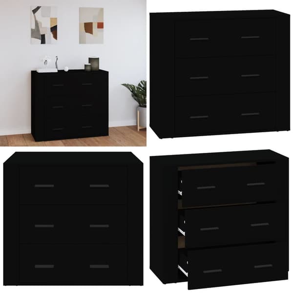 Skänk svart 80x33x70 cm konstruerat trä - Skänk - Skänkar - Home & Living