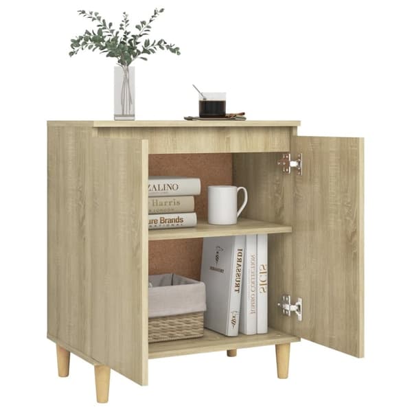 Skænk med massive træben 60x35x70 cm konstrueret træ sonoma-eg - Skænk - Skænke - Home & Living