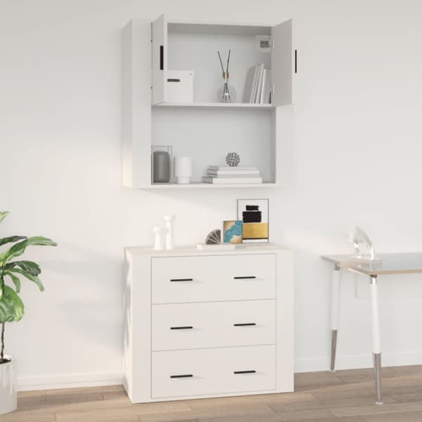 Vægskab 80x33x80 cm konstrueret træ hvid - Vægskab - Vægskabe - Home & Living