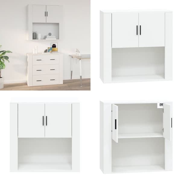 Vægskab 80x33x80 cm konstrueret træ hvid - Vægskab - Vægskabe - Home & Living