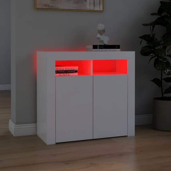 Skänk med LED-belysning vit 80x35x75 cm - Skänk - Skänkar - Home & Living