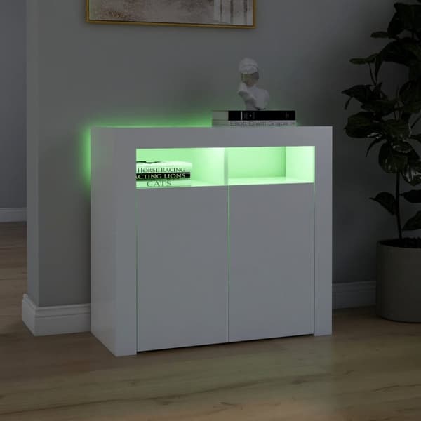 Skänk med LED-belysning vit 80x35x75 cm - Skänk - Skänkar - Home & Living