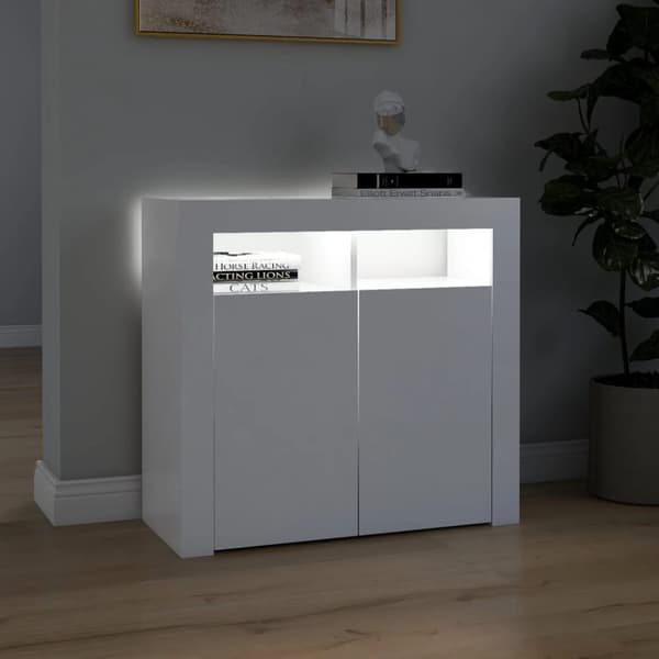 Skänk med LED-belysning vit 80x35x75 cm - Skänk - Skänkar - Home & Living