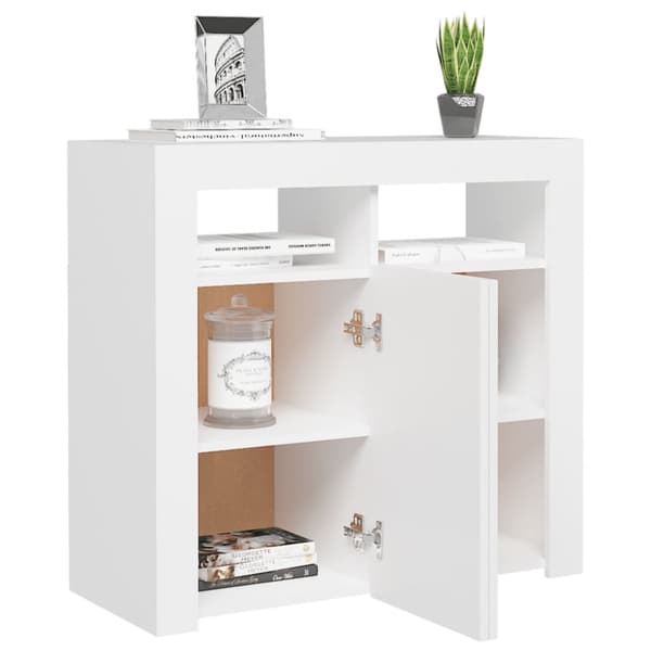Skänk med LED-belysning vit 80x35x75 cm - Skänk - Skänkar - Home & Living