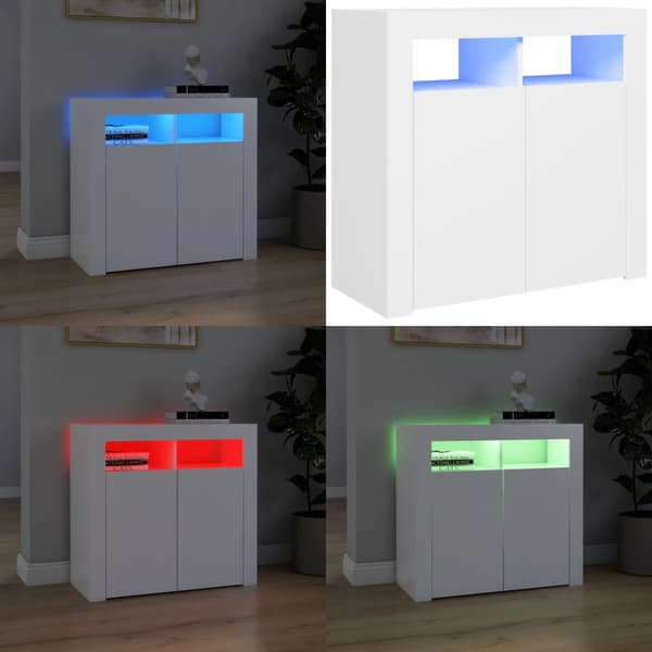Skänk med LED-belysning vit 80x35x75 cm - Skänk - Skänkar - Home & Living