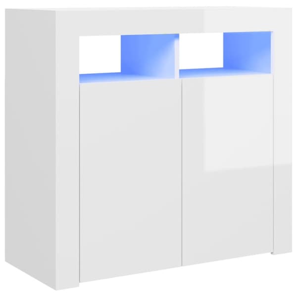 Skänk med LED-belysning vit högglans 80x35x75 cm - Skänk - Skänkar - Home & Living