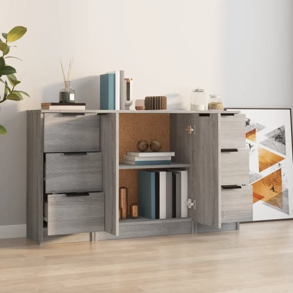 Senkit 3 kpl harmaa Sonoma tekninen puu - Senkki - Senkit - Home & Living