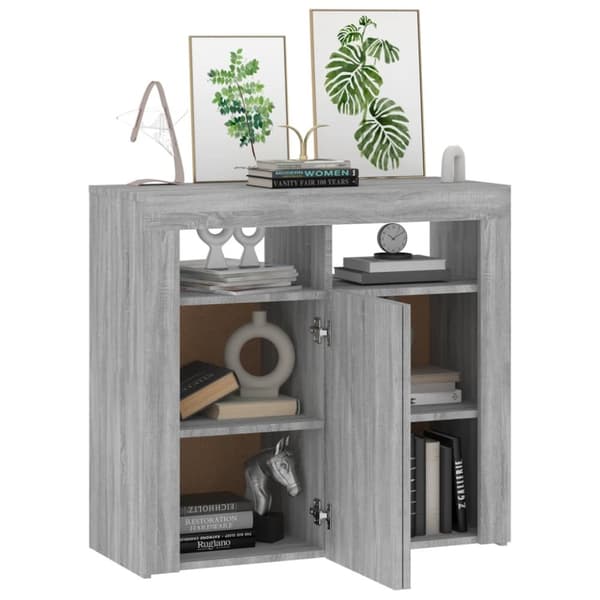 Skänk med LED-belysning grå sonoma 80x35x75 cm - Byrå - Byråer - Home & Living