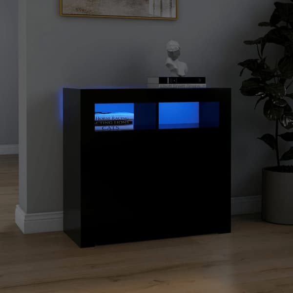 Skänk med LED-belysning svart 80x35x75 cm - Skänk - Skänkar - Home & Living