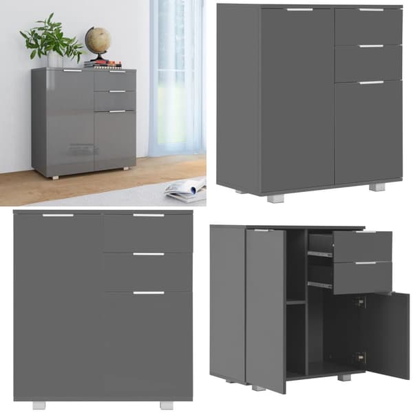 Skänk högglans grå 71x35x80 cm spånskiva - Skåp - Sideboard - Home & Living