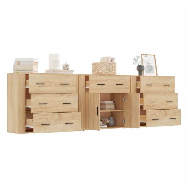 Senkit 3 kpl Sonoma-tammi tekninen puu - Senkki - Senkit - Home & Living