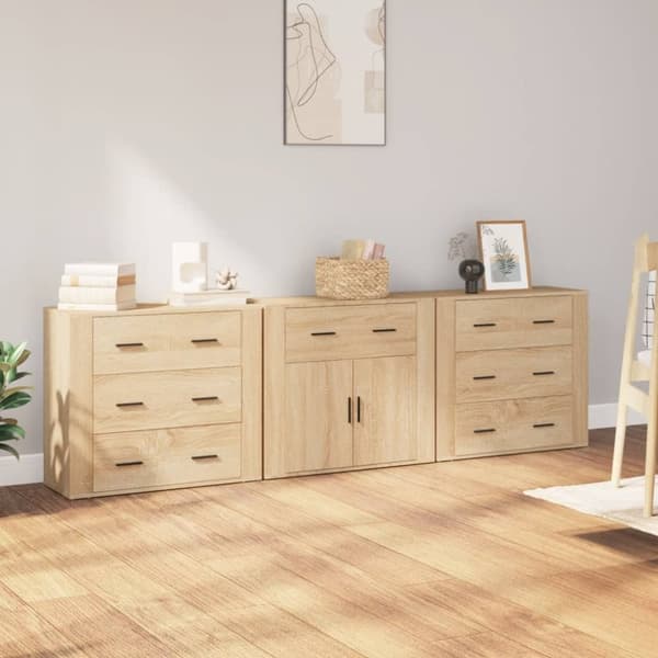 Senkit 3 kpl Sonoma-tammi tekninen puu - Senkki - Senkit - Home & Living