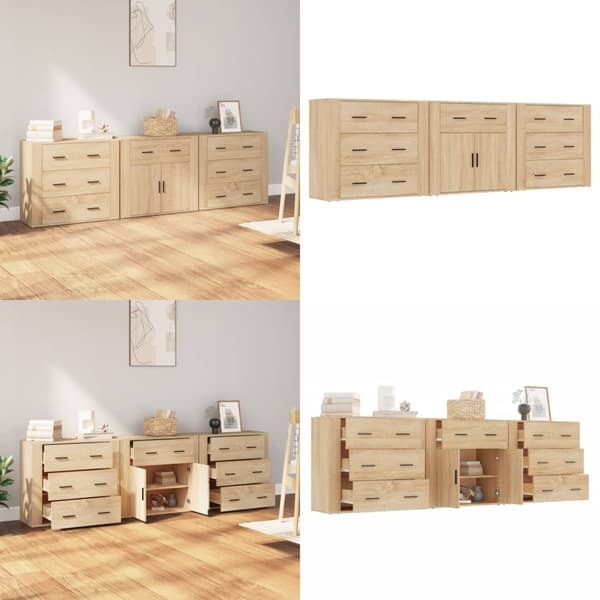 Senkit 3 kpl Sonoma-tammi tekninen puu - Senkki - Senkit - Home & Living