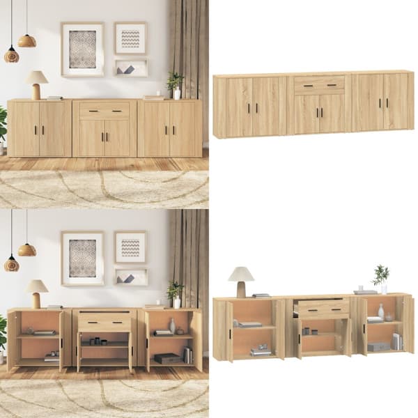 Skänk 3 delar Sonoma ek konstruerat trä - Skänk - Skänkar - Home & Living