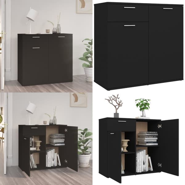 Skåp svart 80x36x75 cm konstruerat trä - Skänkar - Skänk - Home & Living