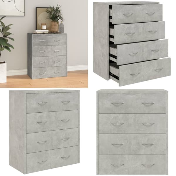 Senkki 4 vetolaatikolla 60x30,5x71 cm betoninharmaa - Senkki - Senkit - Home & Living