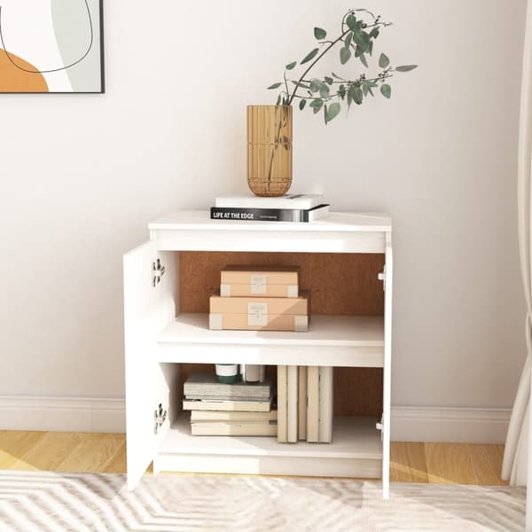 Skab 60x36x65 cm massivt fyrretræ hvid - Sideskab - Sideskabe - Home & Living