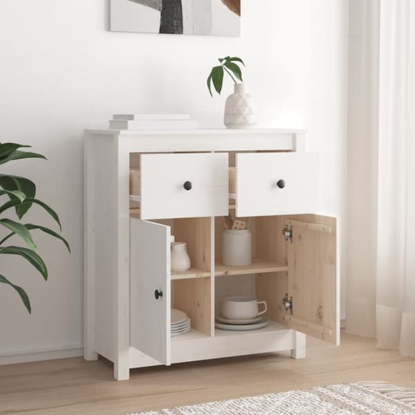 Skænk 70x35x80 cm massivt fyrretræ hvid - Skænk - Skænke - Home & Living
