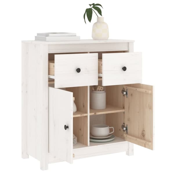 Skænk 70x35x80 cm massivt fyrretræ hvid - Skænk - Skænke - Home & Living