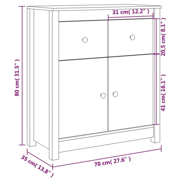 Skænk 70x35x80 cm massivt fyrretræ hvid - Skænk - Skænke - Home & Living