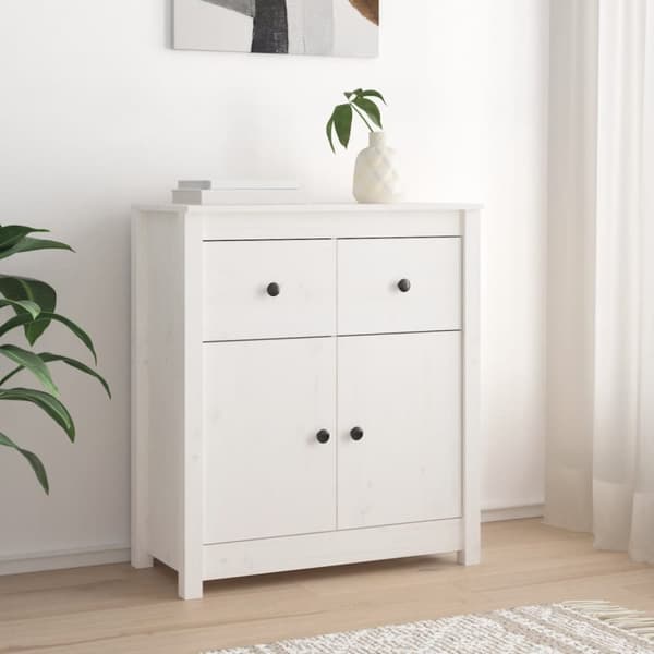 Skænk 70x35x80 cm massivt fyrretræ hvid - Skænk - Skænke - Home & Living