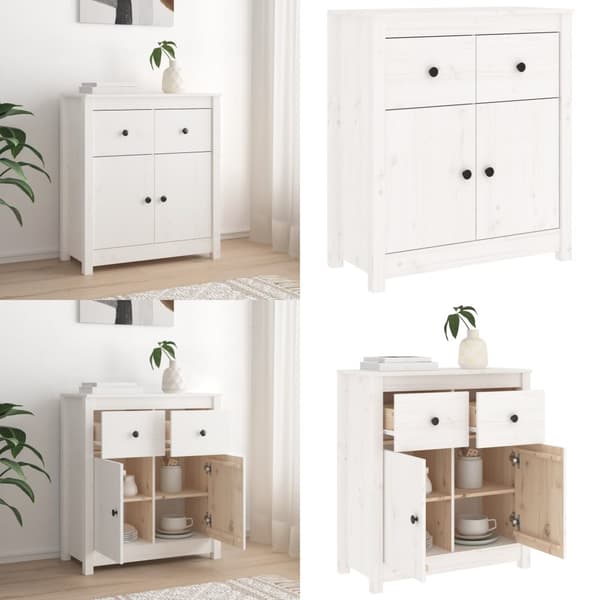 Skænk 70x35x80 cm massivt fyrretræ hvid - Skænk - Skænke - Home & Living